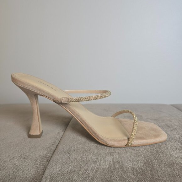Guess GWHabbit‎ Rhinestone Strap Mule Slip On Heels Nude Champagne Size 8M - Picture 8 of 8